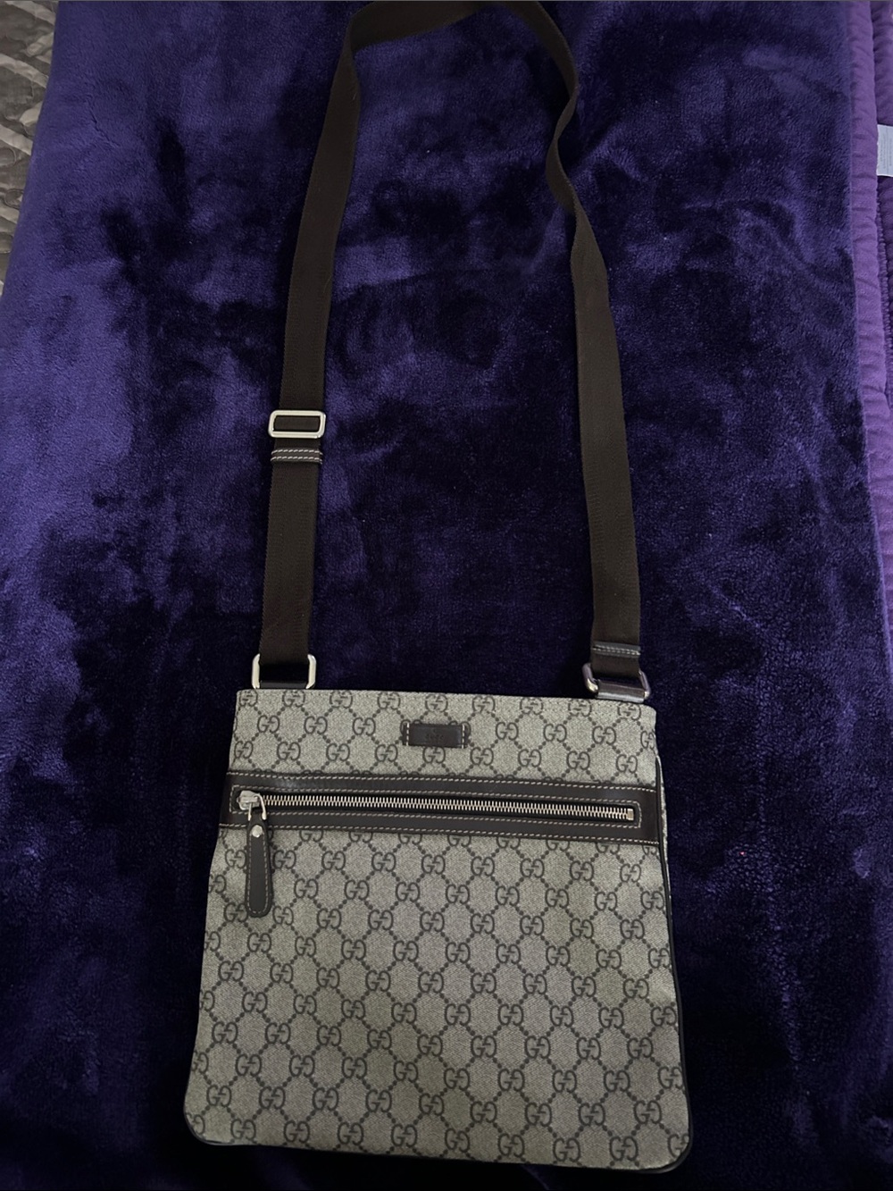 Gucci Brown Monogram Messenger Bag with Brown Strap
